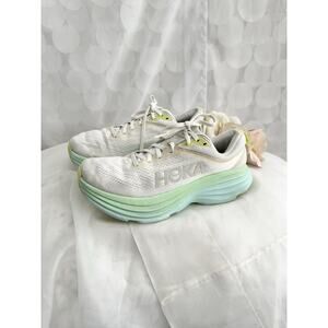 Womens 7.5 B Hoka One One Bondi 8 WHITE Blanc Sunlit Ocean Running Shoes
